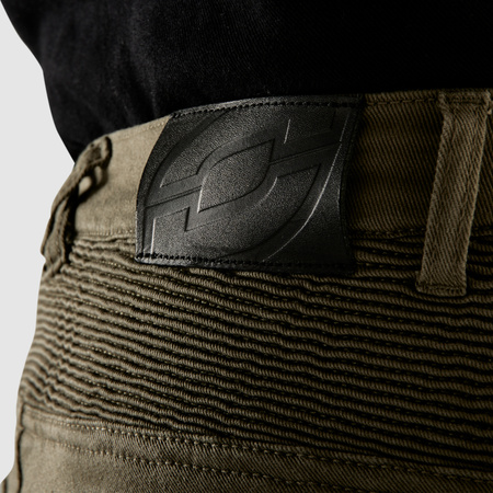 Jeansy motocyklowe OZONE FASTER TAPERED FIT OLIVE zielony