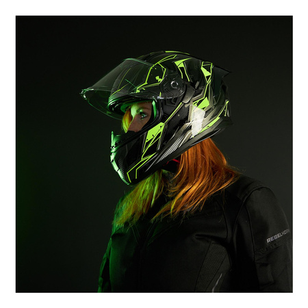 Kask integralny OZONE SPRINT BLACK/GREY/FLO YELLOW szary żółty fluo czarny