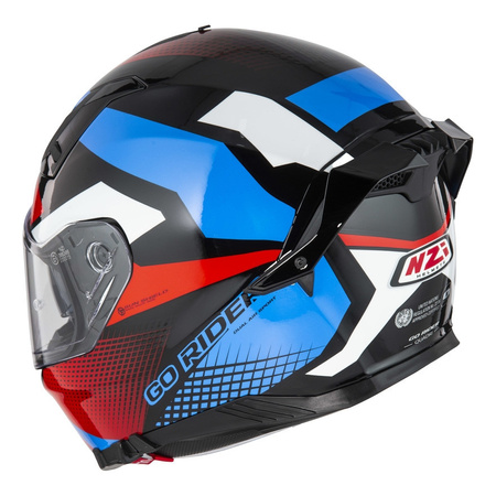 Kask integralny NZI GO RIDER STREAM DUO QUADRI BLACK RED BLUE czarny czerwony niebieski