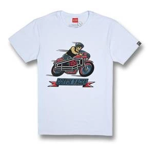 Koszulka T-shirt DAVCA COFFIN RACER biały czarny czerwony