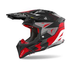 Kask cross AIROH AVIATOR 3 SPIN RED MATT czarny czerwony szary biały