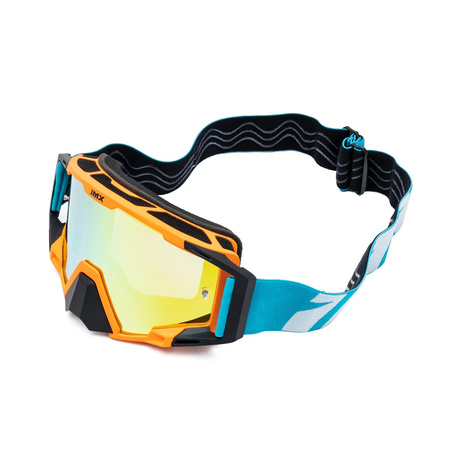 Gogle motocyklowe IMX SAND ORANGE MATT/BLUE/WHITE SZYBA ORANGE IRIDIUM + CLEAR pomarańczowy niebieski biały