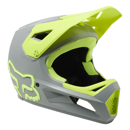 Kask rowerowy dziecięcy FOX JUNIOR RAMPAGE CESHYN GREY szary żółty fluo