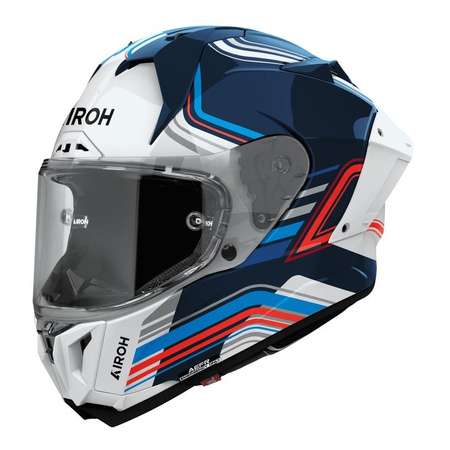 Kask integralny AIROH GP800 HURRICANE GLOSS biały niebieski czerwony