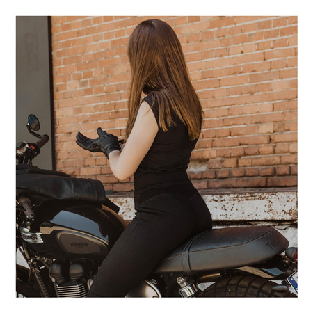 Jeansy motocyklowe damskie OZONE CHICA LADY BLACK czarny