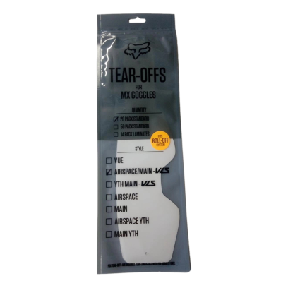 Zrywki do gogli FOX AIRSPACE/MAIN II STANDARD (20 SZT.) CLEAR przezroczysty
