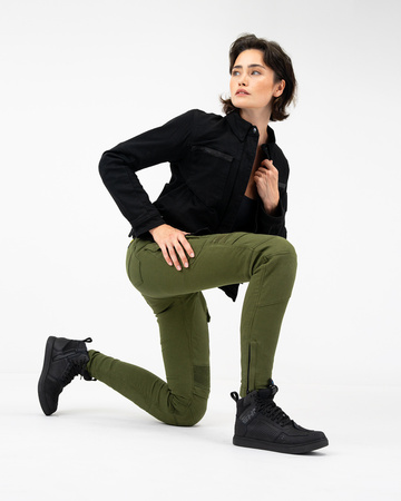 Jeansy motocyklowe damskie SHIMA GIRO 3.0 LADY KHAKI zielony