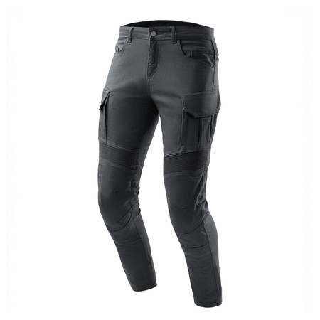 Jeansy motocyklowe OZONE FASTER TAPERED FIT BLACK czarny