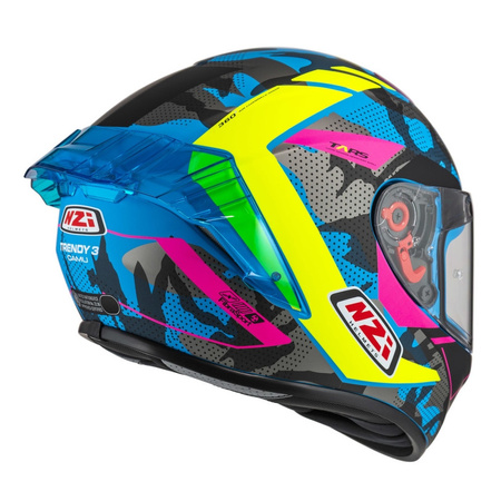 Kask integralny NZI TRENDY CAMU BLUE NEON PINK BLUE S MATT niebieski różowy