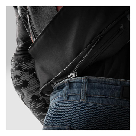 Kurtka skórzana REBELHORN VELOCE CAMO BLACK/GREY/FLUO RED czarny szary czerwony fluo