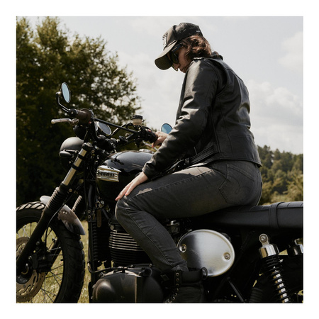 Jeansy motocyklowe damskie OZONE STRIKER LADY SLIM FIT WASHED GREY szary
