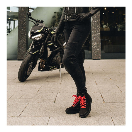 Jeansy motocyklowe damskie OZONE AGNESS II LADY WASHED BLACK czarny