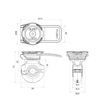 Podstawa QUAD LOCK V2 montowana na lusterku czarny