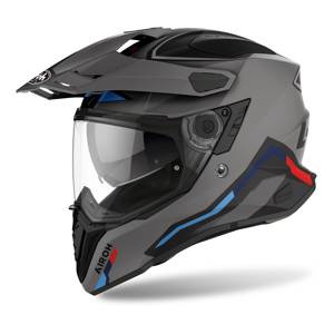 Kask integralny AIROH COMMANDER FACTOR ANTHRACITE MATT szary niebieski czerwony