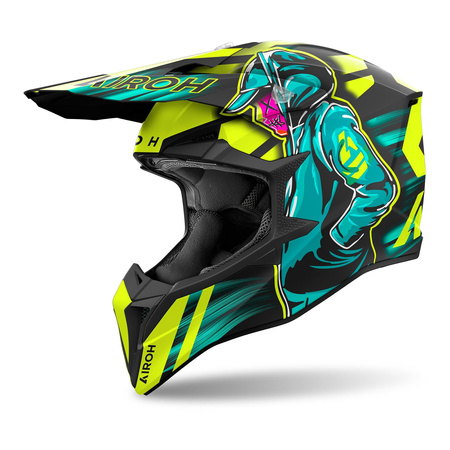 Kask cross AIROH WRAAAP CYBER YELLOW MATT żółty fluo czarny zielony