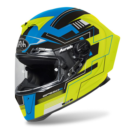 Kask integralny AIROH GP550 S CHALLENGE BLUE/YELLOW MATT żółty niebieski czarny biały