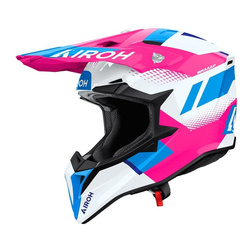 Kask cross AIROH WRAAAP VISION PINK GLOSS biały niebieski różowy