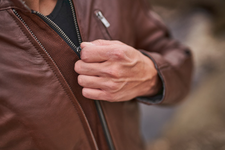 Kurtka skórzana SHIMA HUNTER+ 2.0 BROWN brązowy