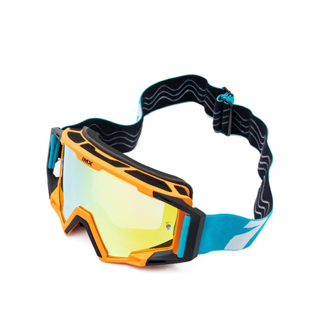 Gogle motocyklowe IMX SAND ORANGE MATT/BLUE/WHITE SZYBA ORANGE IRIDIUM + CLEAR pomarańczowy niebieski biały
