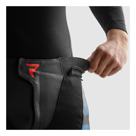 Spodnie skórzane REBELHORN INFERNO BLACK/BLUE/WHITE/RED czarny niebieski biały czerwony