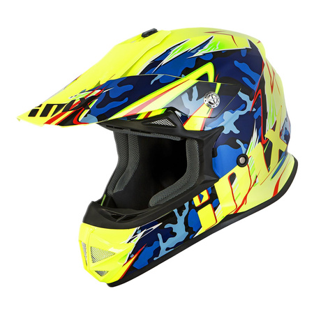 Kask cross IMX FMX-01 CAMO FLO YELLOW żółty fluo granatowy niebieski pomarańczowy fluo