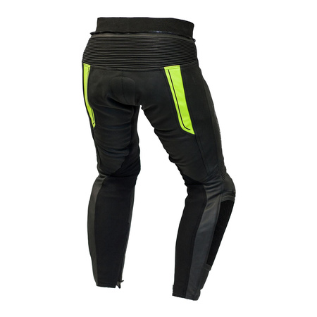 Spodnie skórzane OZONE VOLT BLACK/FLO YELLOW czarny żółty fluo