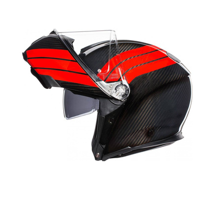 Kask szczękowy AGV SPORTMODULAR STRIPES CARBON/RED czarny czerwony