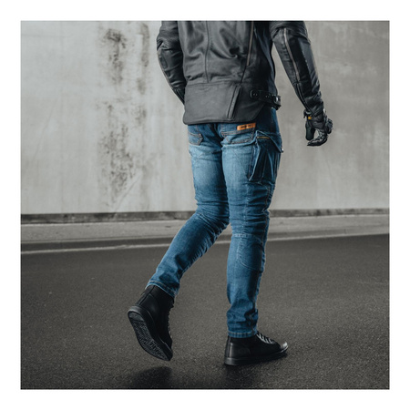 Jeansy motocyklowe REBELHORN VANDAL DENIM WASHED BLUE niebieski