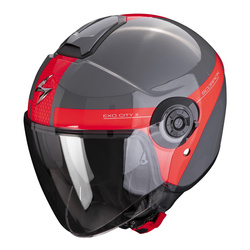 Kask otwarty SCORPION EXO-CITY II SHORT GREY/RED szary czerwony