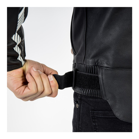 Kurtka skórzana OZONE RS600 BLACK/WHITE czarny biały szary