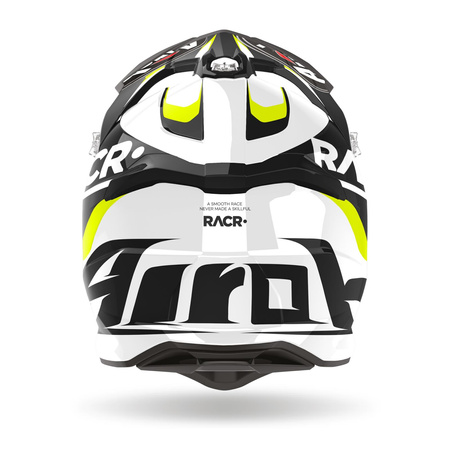 Kask cross AIROH STRYCKER RACR GLOSS czarny biały żółty fluo