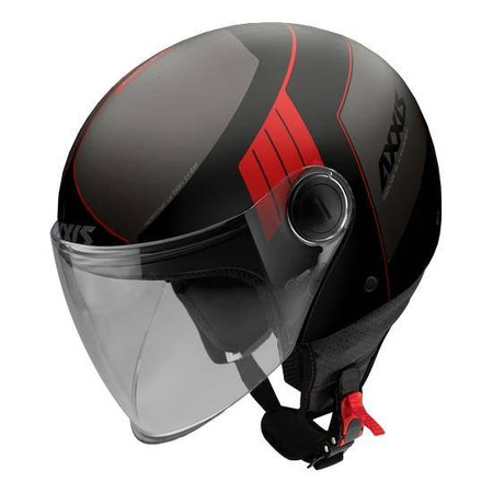 Kask otwarty AXXIS SQUARE CONVEX GLOSS RED czarny grafitowy czerwony