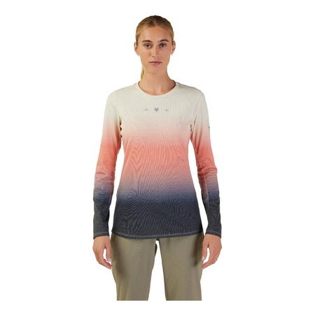 Koszulka rowerowa damska FOX LADY RANGER Z DŁUGIM RĘKAWEM DRIRELESE MID LUNAR BONE beżowy granatowy pomarańczowy