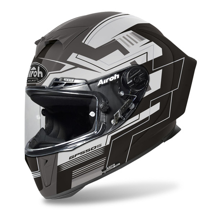 Kask integralny AIROH GP550 S CHALLENGE BLACK MATT czarny szary biały