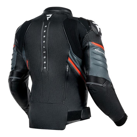 Kurtka skórzana REBELHORN VELOCE BLACK/GREY/FLUO RED czarny szary czerwony fluo