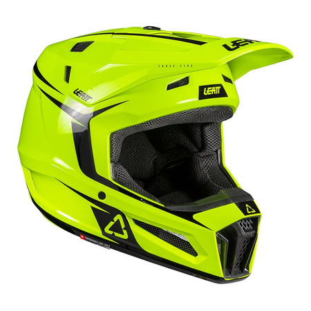 Kask cross z goglami LEATT KIT MOTO 3.5 NEON YELLOW żółty fluo