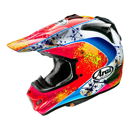 Kask cross ARAI MX-V STANTON czerwony niebieski biały różowy żółty