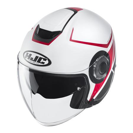Kask otwarty HJC I40 CAMET RED/WHITE biały mat czerwony szary