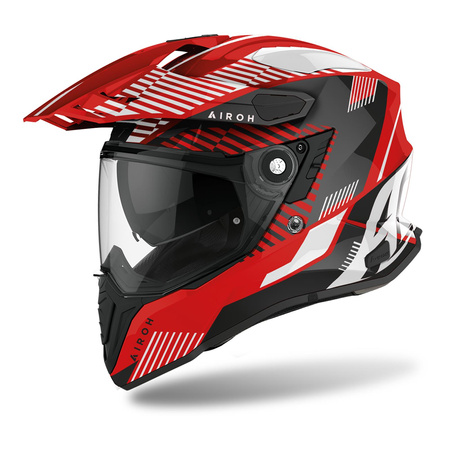 Kask integralny AIROH COMMANDER BOOST RED GLOSS czerwony biały czarny szary