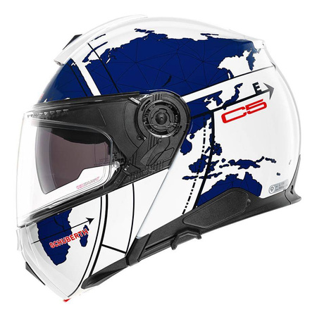 Kask szczękowy SCHUBERTH C5 ECE GLOBE BLUE biały niebieski czerwony