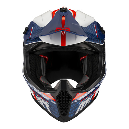 Kask cross MT FALCON S RULER A15 GLOSS biały niebieski czerwony