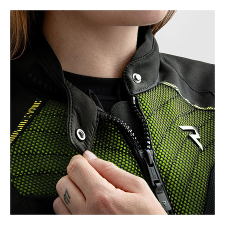 Kurtka tekstylna damska REBELHORN JAX LADY BLACK/FLUO YELLOW czarny żółty fluo