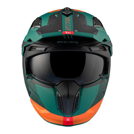 Kask otwarty MT STREETFIGHTER SV S TOTEM C6 MATT zielony pomarańczowy