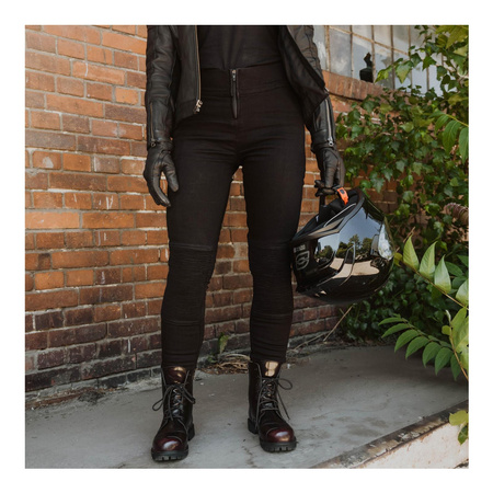 Jeansy motocyklowe damskie OZONE CHICA LADY BLACK czarny