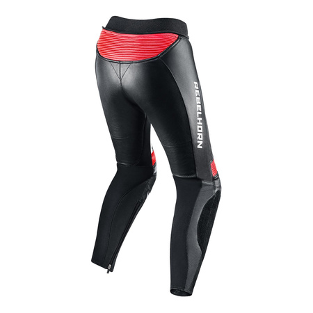 Spodnie skórzane damskie REBELHORN REBEL LADY BLACK/WHITE/FLO RED czarny biały czerwony fluo