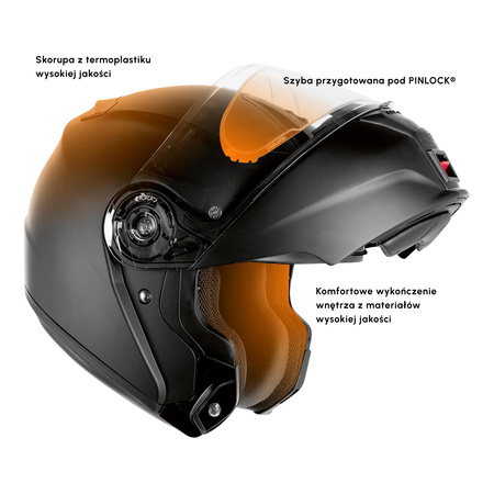 Kask szczękowy OZONE FP-01 PINLOCK READY BLACK czarny mat