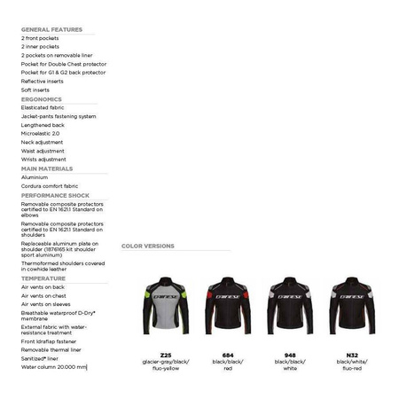 Kurtka tekstylna DAINESE RACING 3 D-DRY BLACK/WHITE/RED czarny biały czerwony