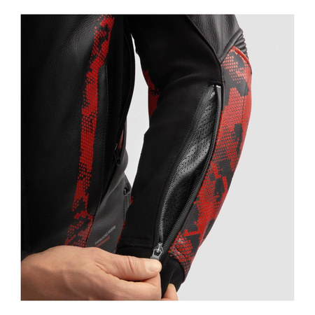 Kurtka skórzana REBELHORN VELOCE CAMO BLACK/FLUO RED czarny czerwony fluo