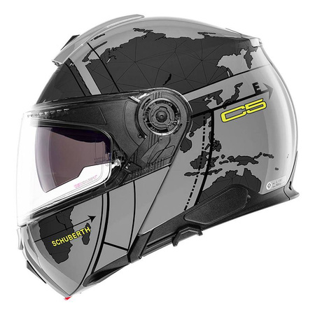 Kask szczękowy SCHUBERTH C5 ECE GLOBE GREY szary czarny żółty fluo