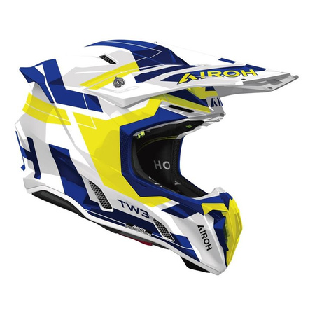 Kask cross AIROH TWIST 3 DYNASTY BLUE YELLOW GLOSS biały niebieski żółty